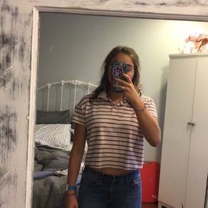 Striped urban outfitters cropped shirt
